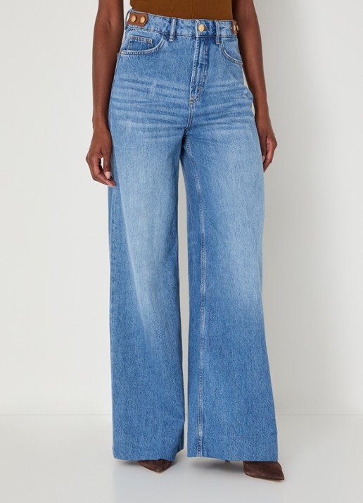 JOSH V Gloria high waist wide leg jeans met lichte wassing