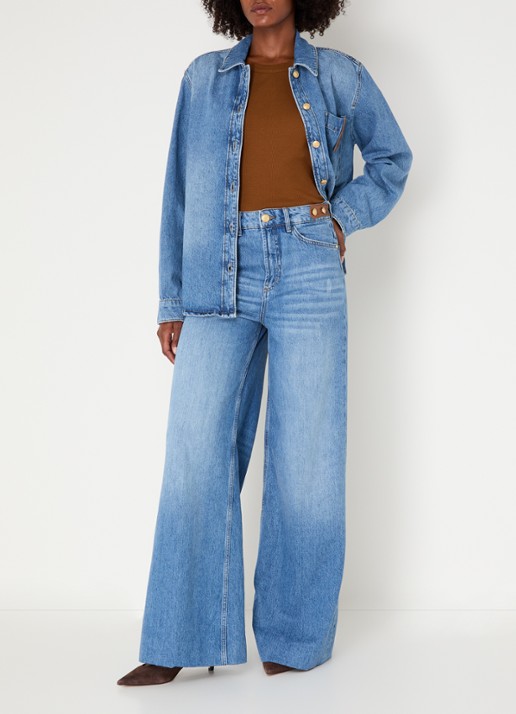 JOSH V Gloria high waist wide leg jeans met lichte wassing - voorkant 2 indigo