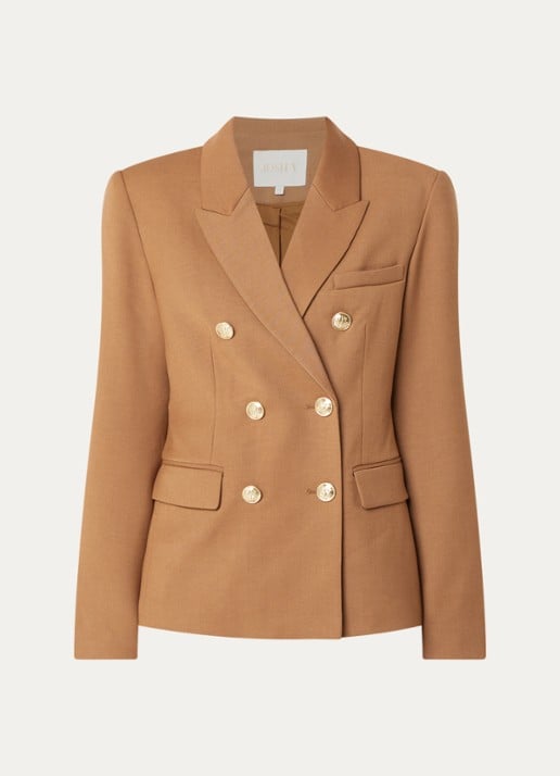 JOSH V Heidi double-breasted blazer met klepzakken - voorkant cognac
