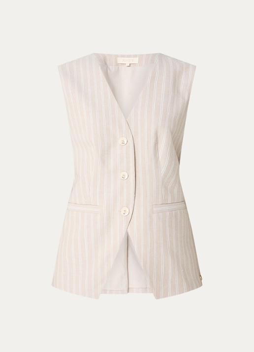 JOSH V Inez gilet in linnenblend met streepprint