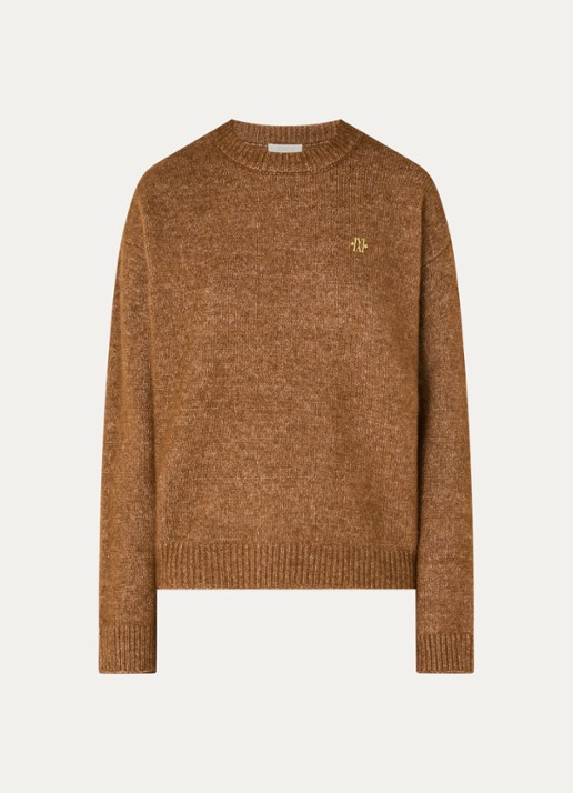 JOSH V Ize fijngebreide trui in alpaca wolblend - voorkant 3 cognac