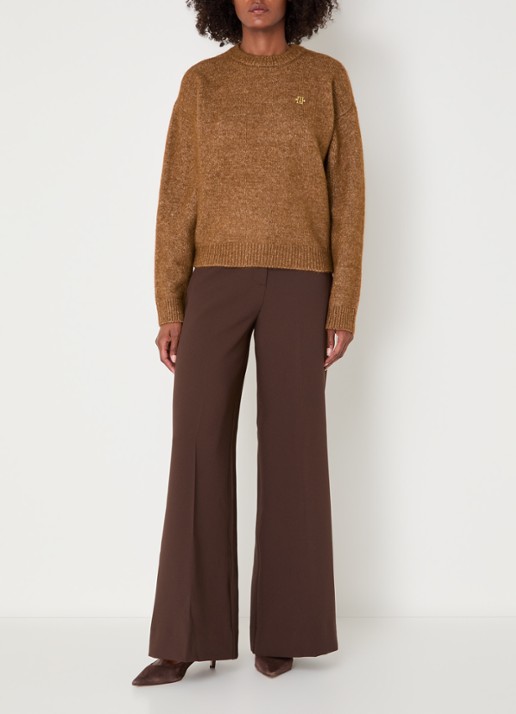 JOSH V Ize fijngebreide trui in alpaca wolblend - voorkant 4 cognac