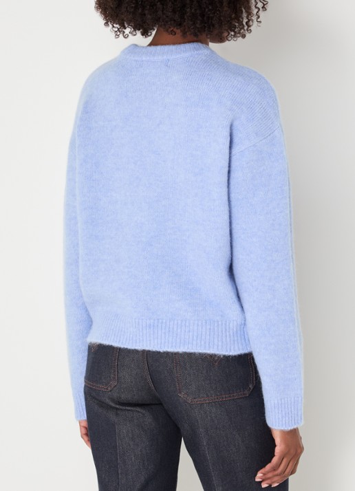 JOSH V Ize fijngebreide trui in alpaca wolblend - achterkant 2 blauw