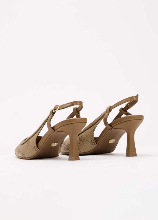 JOSH V Jinthe slingback met logoprint - achterkant lichtbruin