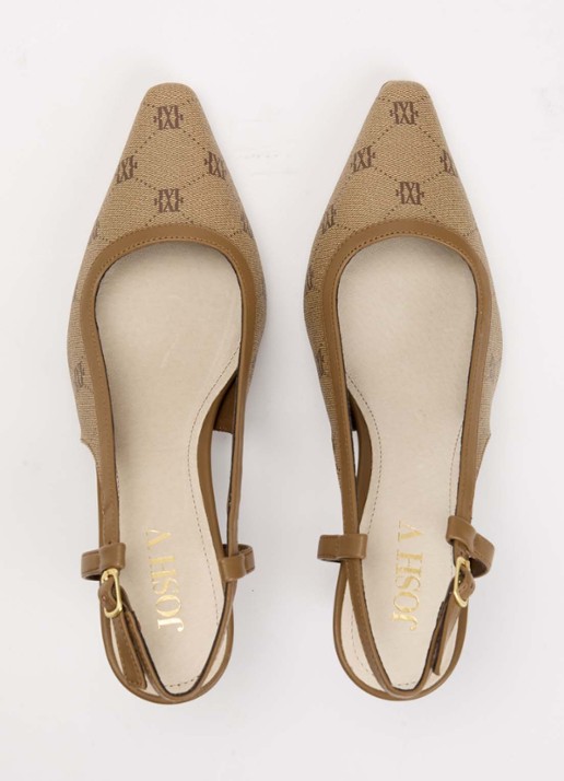JOSH V Jinthe slingback met logoprint - detail 3 lichtbruin