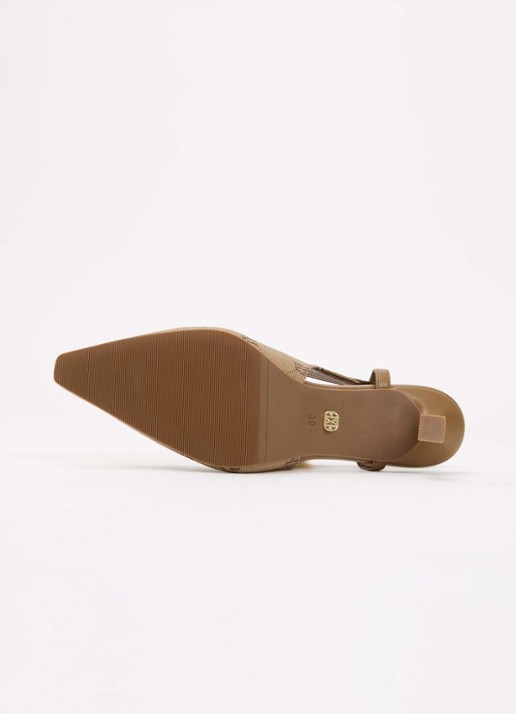 JOSH V Jinthe slingback met logoprint - detail 4 lichtbruin