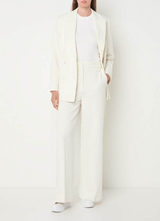 JOSH V Kate high waist wide fit pantalon met steekzakken - voorkant 5 gebroken wit