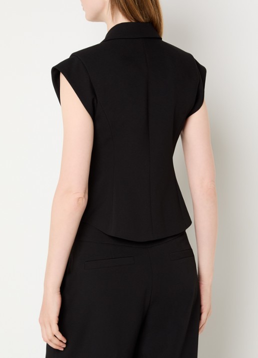 JOSH V Katleen gilet met schoudervulling en asymmetrisch detail - achterkant 2 zwart