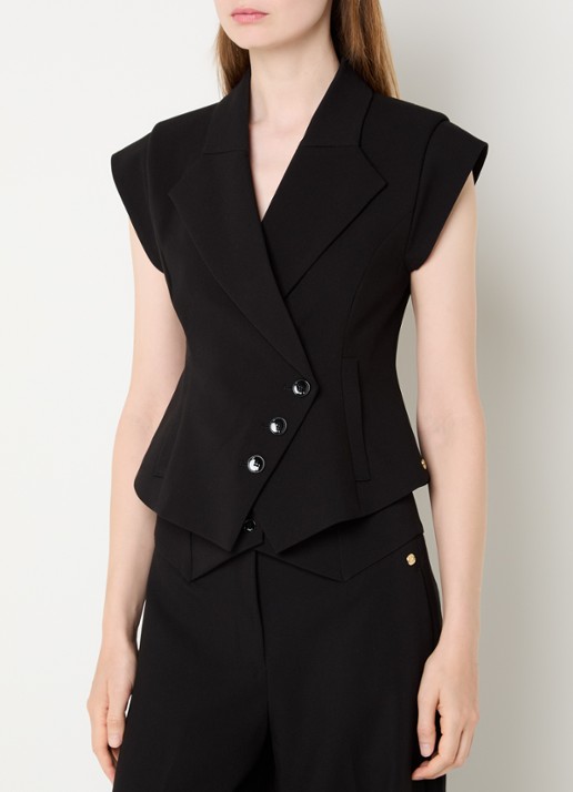 JOSH V Katleen gilet met schoudervulling en asymmetrisch detail