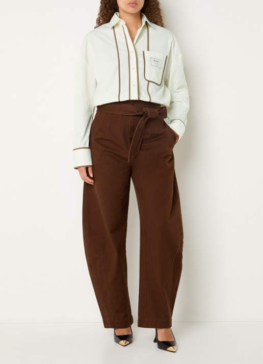 JOSH V Kea blouse met borstzak en logo - voorkant 4 gebroken wit