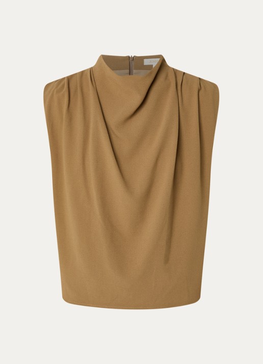 JOSH V Kiana mouwloze top met ruches - voorkant 2 camel