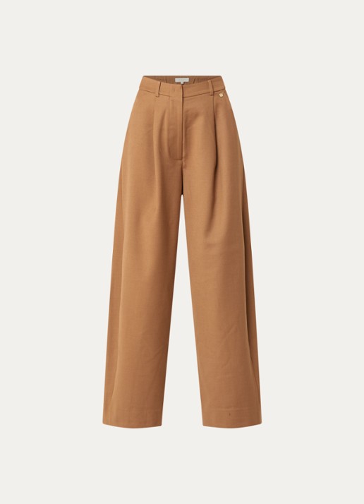 JOSH V Kyle high waist balloon fit pantalon met steekzakken - voorkant 2 cognac