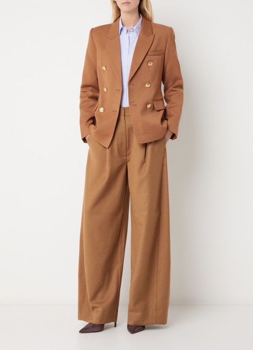 JOSH V Kyle high waist balloon fit pantalon met steekzakken - voorkant 3 cognac
