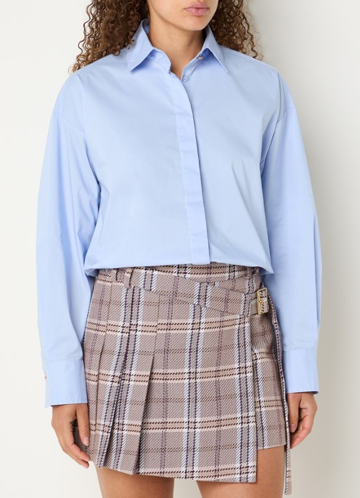JOSH V Lauri oversized blouse met rugdecolleté - achterkant 2 lichtblauw