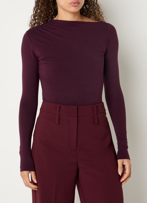JOSH V Lenie top met ruches en asymmetrische hals