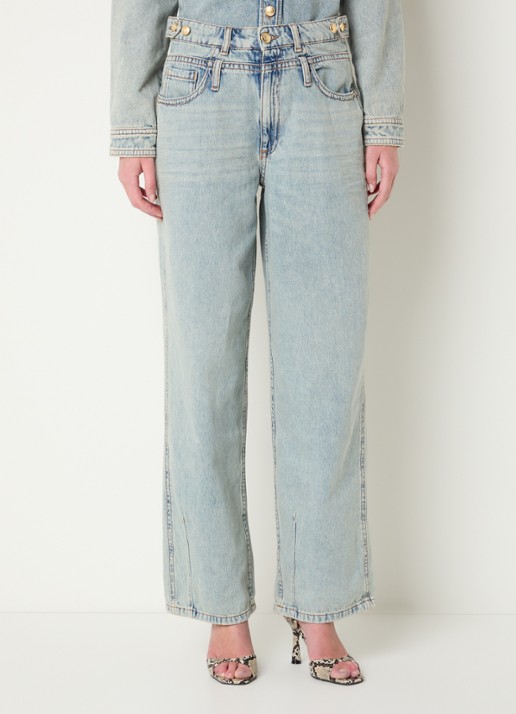 JOSH V Louella mid waist straight leg jeans met lichte wassing