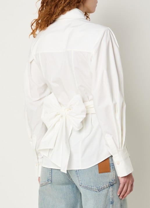 JOSH V Luann blouse met gestrikt detail - achterkant 3 gebroken wit