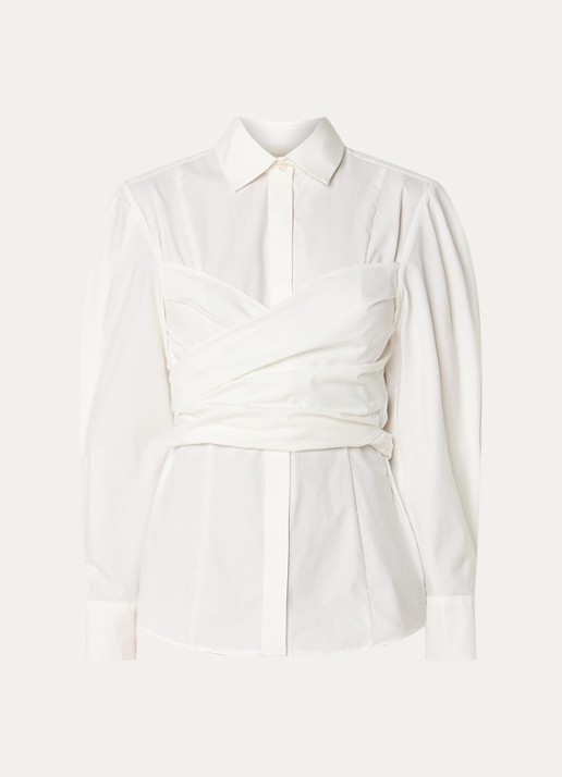 JOSH V Luann blouse met gestrikt detail - voorkant gebroken wit