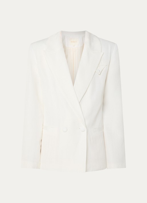JOSH V Malena double-breasted blazer met steekzakken - voorkant 2 gebroken wit