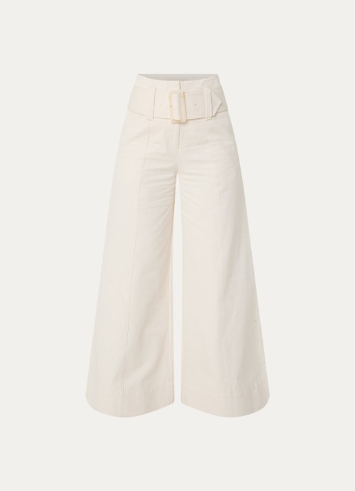 JOSH V Maureen high waist wide leg jeans met ceintuur - voorkant 3 creme
