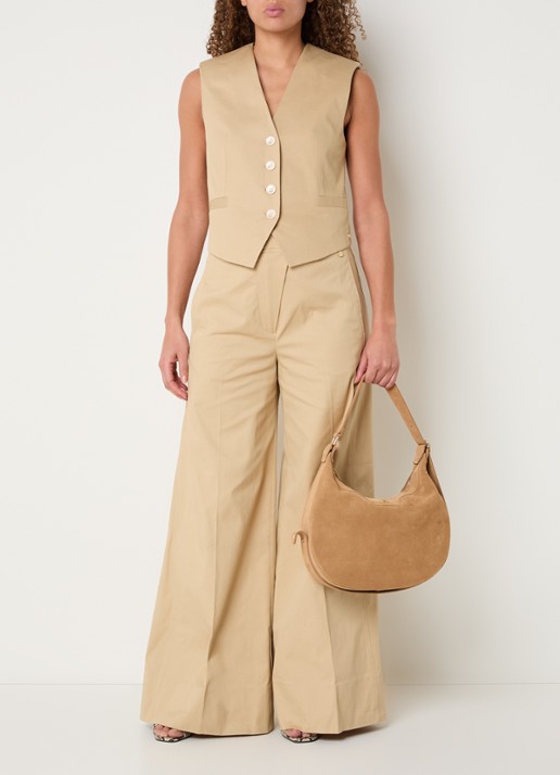 JOSH V Monet gilet met paspelzakken - voorkant 2 camel