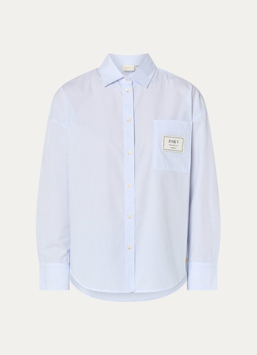 JOSH V Neveah blouse met streepprint en sjaal - voorkant 2 blauw