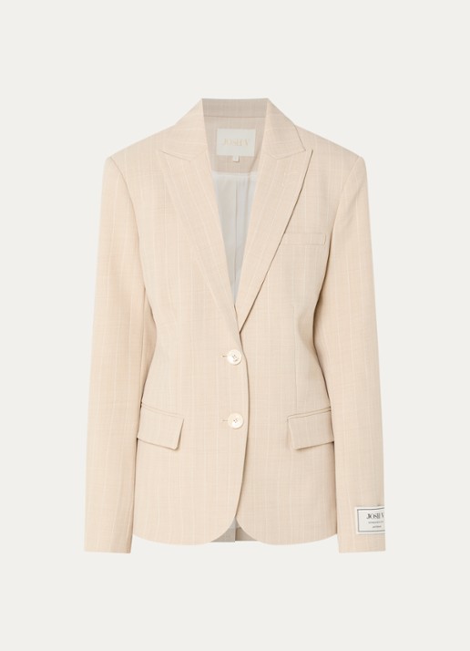 JOSH V Nick blazer met klepzakken en krijtstreep - voorkant 3 beige