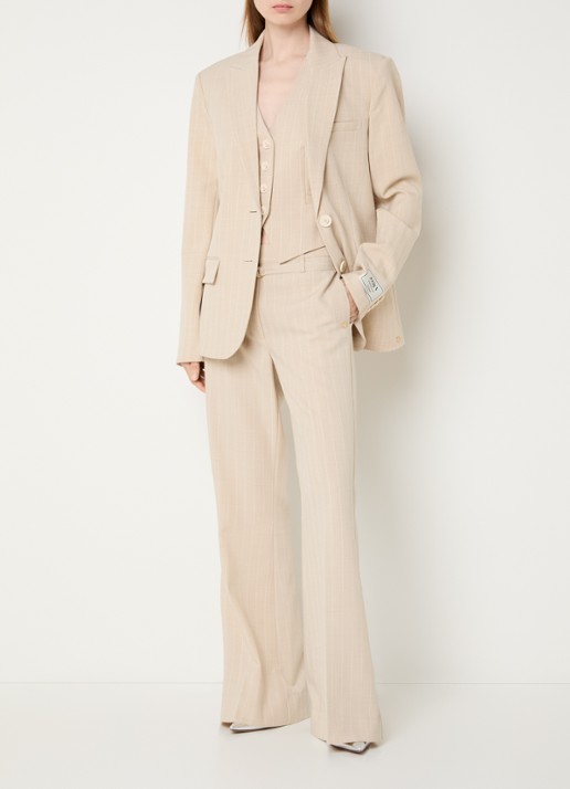 JOSH V Nick blazer met klepzakken en krijtstreep - voorkant 4 beige