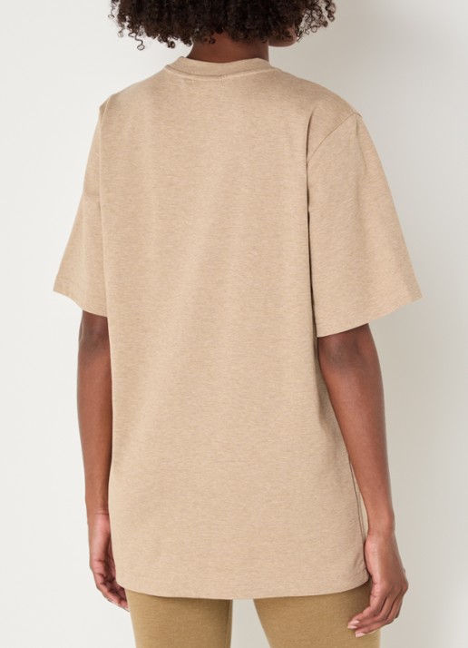 JOSH V Paxton T-shirt met logoborduring en met gemêleerd dessin - achterkant khaki