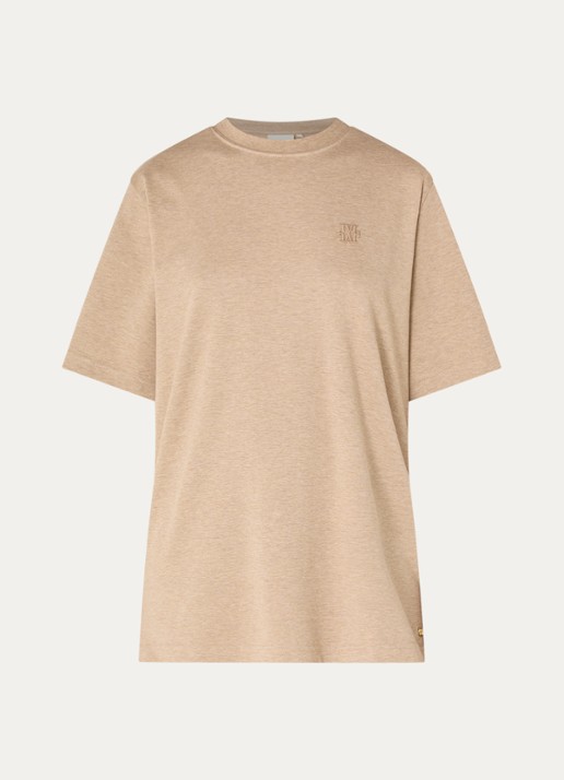 JOSH V Paxton T-shirt met logoborduring en met gemêleerd dessin - voorkant 2 khaki