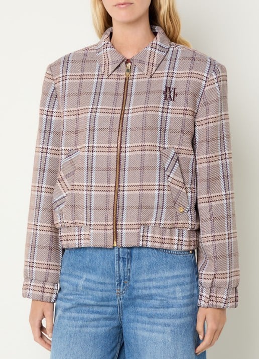 JOSH V Pepper jack met ruitdessin - detail bordeauxrood