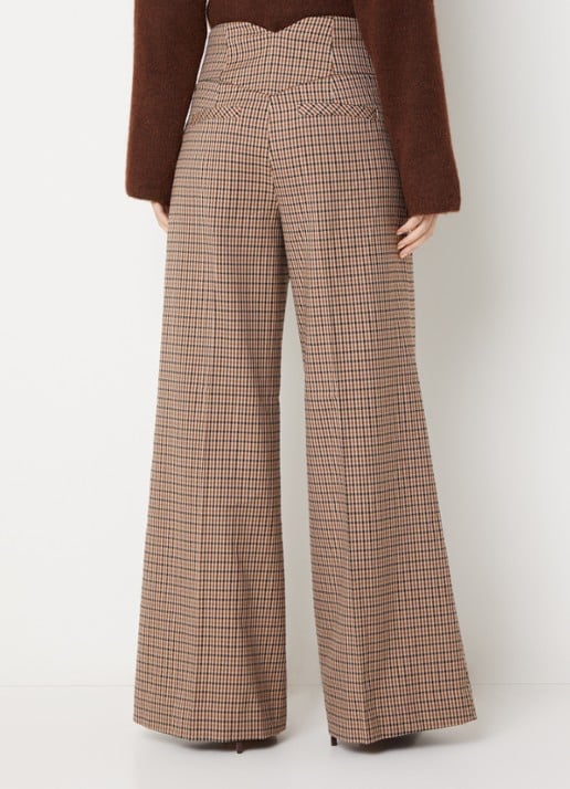 JOSH V Petra high waist wide fit pantalon met steekzakken - achterkant 2 bruin