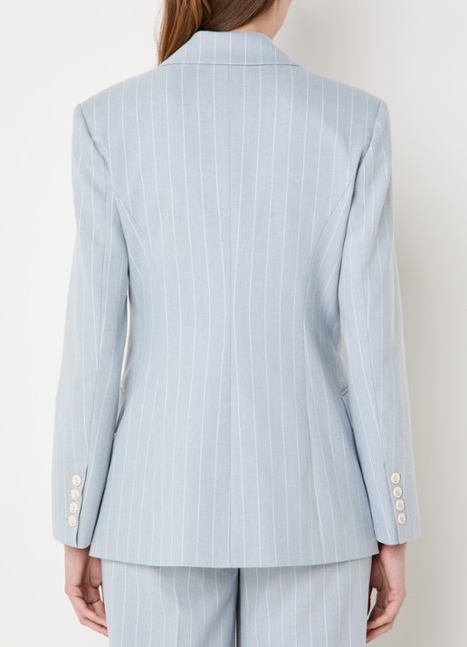 JOSH V Pleun double-breasted blazer met streepprint - achterkant 4 lichtblauw