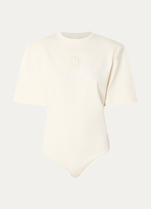 JOSH V Poppy body met schoudervulling en logoborduring - voorkant 2 creme