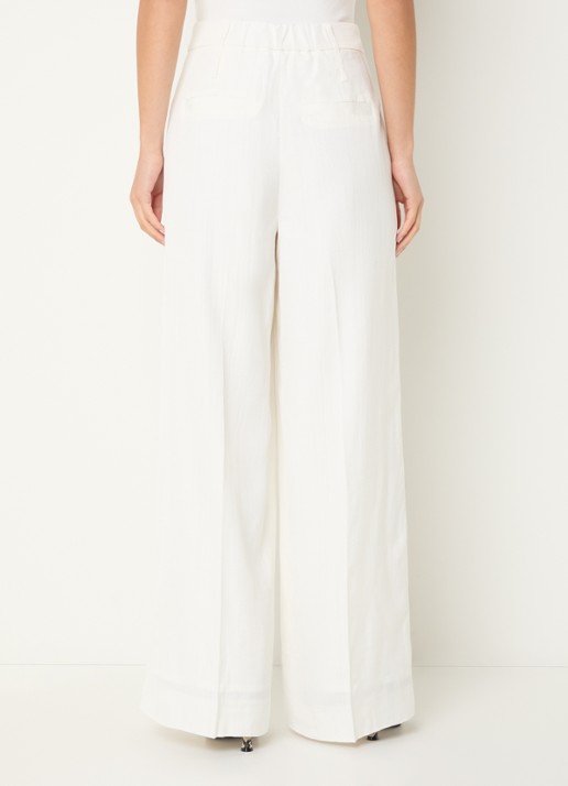 JOSH V Rhys high waist wide fit pantalon met steekzakken - achterkant 2 gebroken wit