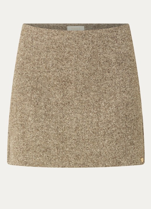 JOSH V Selby mini kokerrok in wolblend - voorkant beige