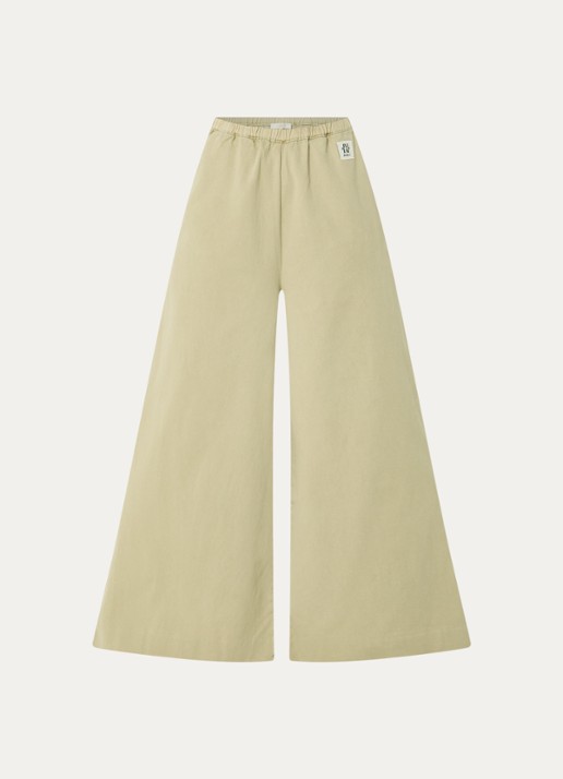 JOSH V Sera high waist wide fit broek met steekzakken - voorkant 3 lichtgroen
