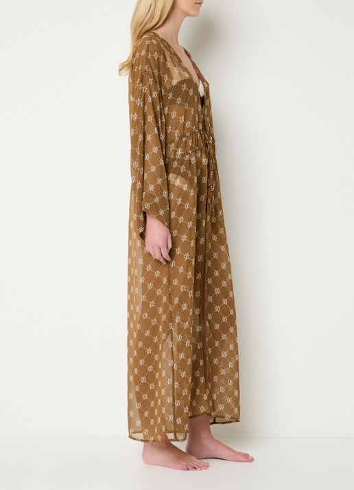 JOSH V Sienna kimono met logoprint - voorkant 3 hazelnootbruin