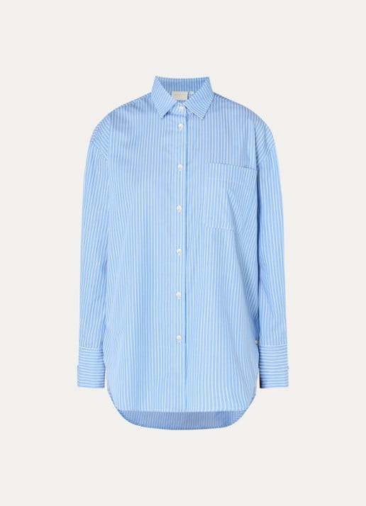 JOSH V Sissie blouse met streepprint - voorkant 2 blauw
