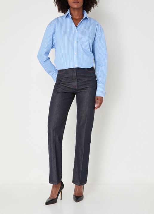 JOSH V Sissie blouse met streepprint - voorkant 3 blauw