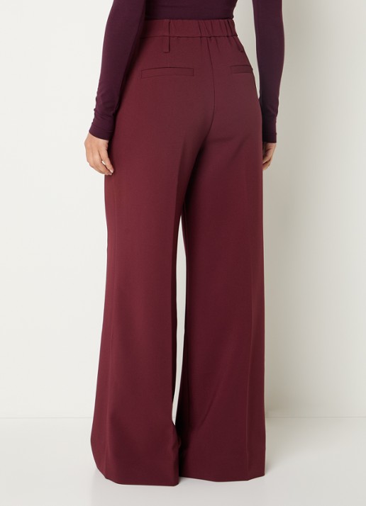 JOSH V Sky high waist wide fit pantalon met persplooi - achterkant 3 bordeauxrood