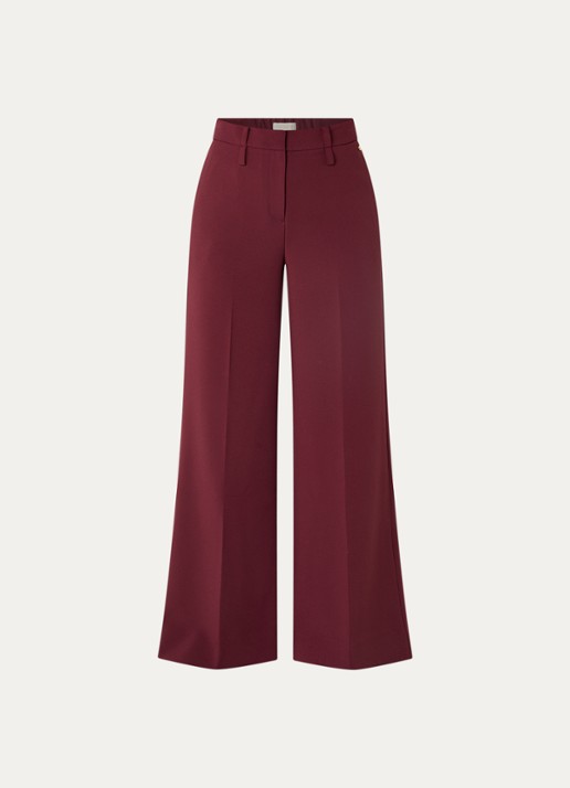 JOSH V Sky high waist wide fit pantalon met persplooi - voorkant bordeauxrood