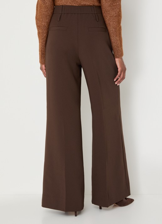 JOSH V Sky high waist wide fit pantalon met steekzakken - achterkant donkerbruin