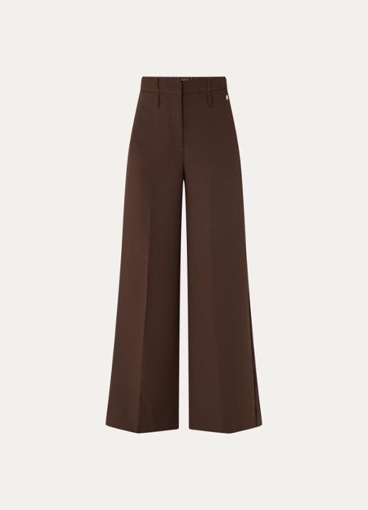 JOSH V Sky high waist wide fit pantalon met steekzakken - voorkant 2 donkerbruin