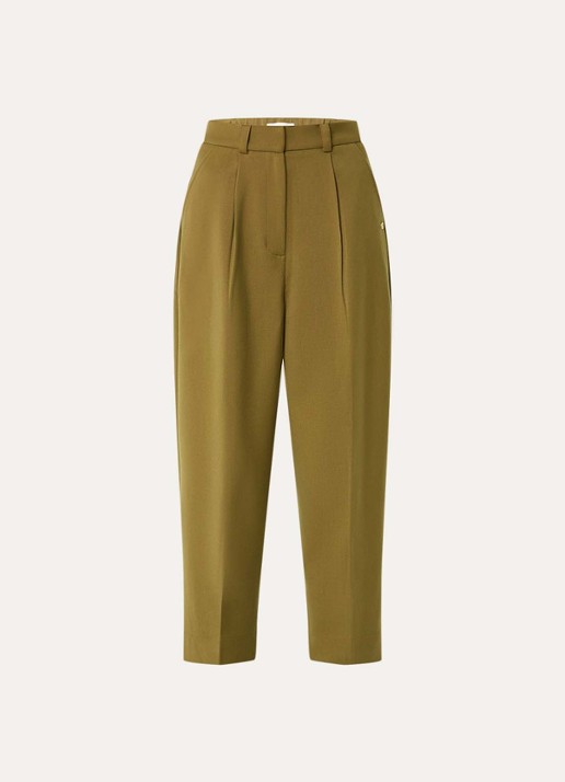 JOSH V Sonyes high waist wide fit pantalon met steekzakken - voorkant olijfgroen