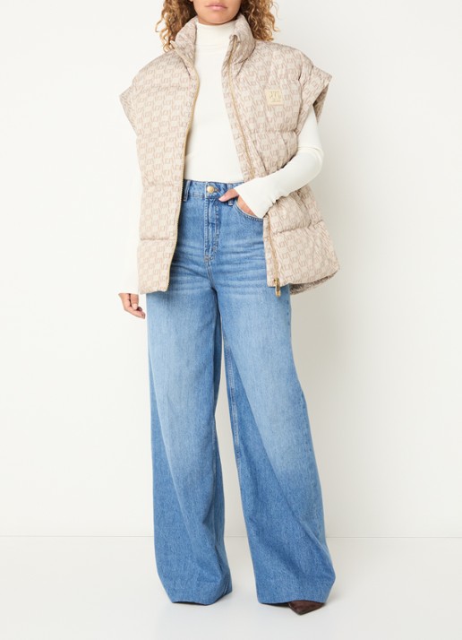 JOSH V Staya bodywarmer met logoprint - voorkant 4 beige