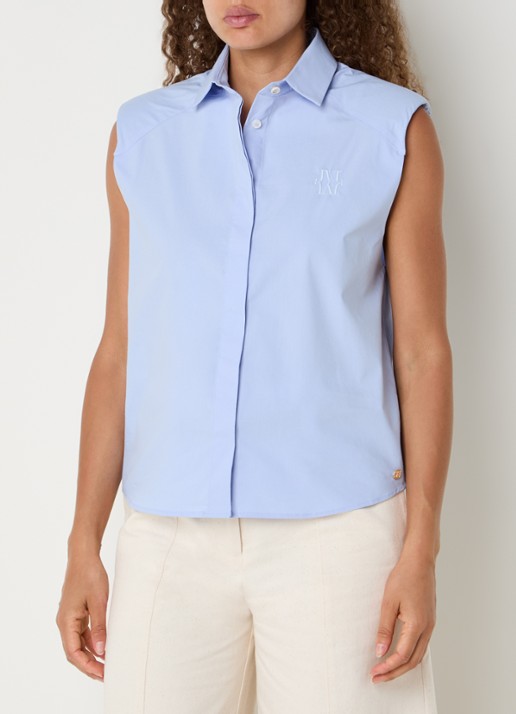 JOSH V Susie mouwloze blouse met schoudervulling en logoborduring