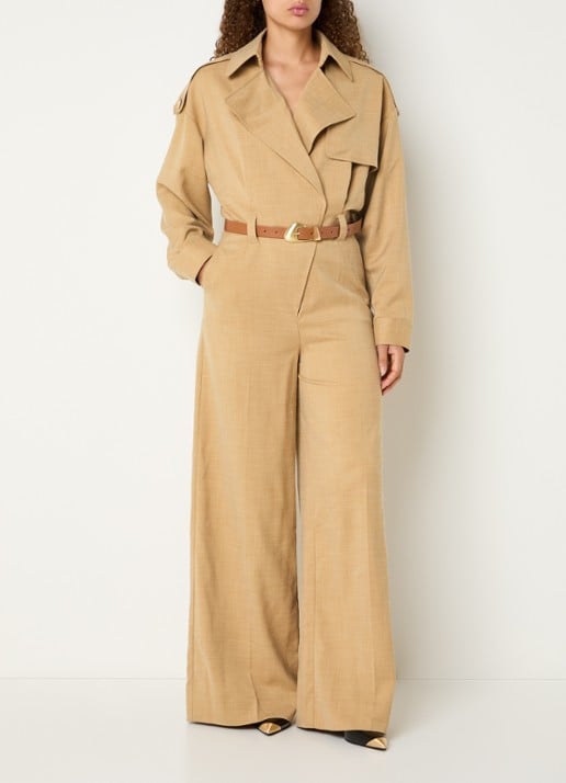 JOSH V Tone loose fit jumpsuit met steekzakken en gemêleerd dessin