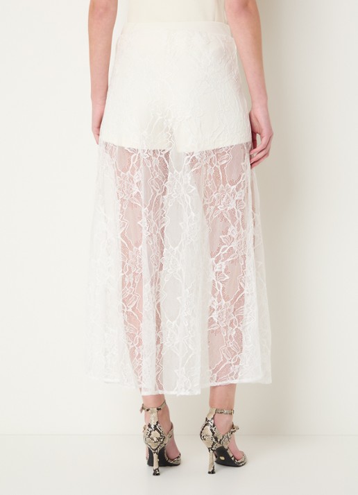 JOSH V Trixie midi rok met broderie - achterkant 2 beige
