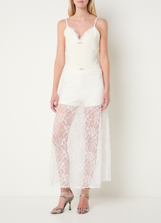 JOSH V Trixie midi rok met broderie - voorkant 4 beige